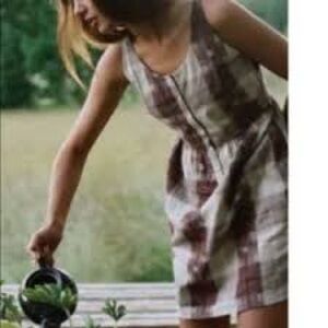 Sitka plaid sleeveless dress brown white small